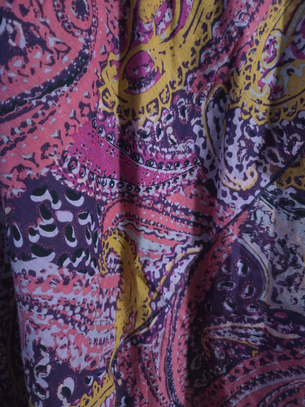 DKNY Paisley Tiered Midi Skirt in Pink, Purple & Yellow Size L - Picture 3 of 6